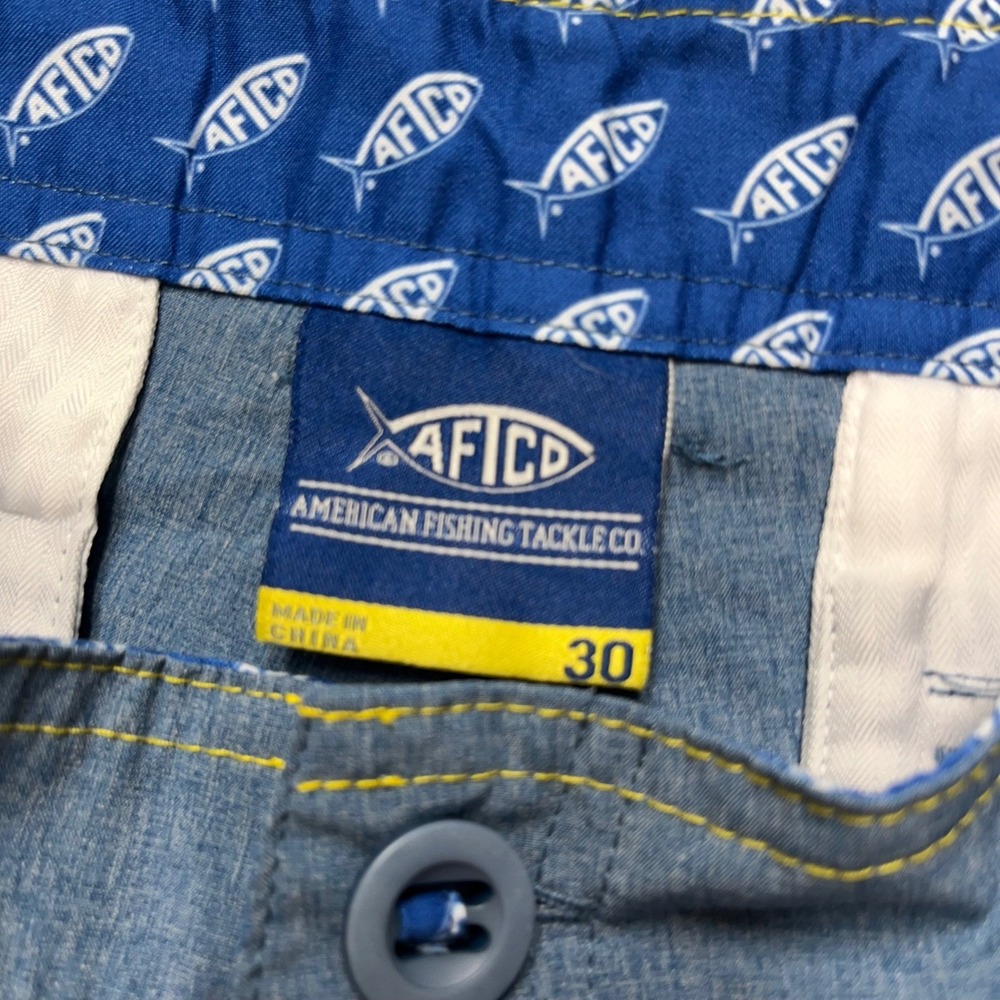 AFTCO Tech Shorts Men 30 Blue Magnetic Pocket Performance Fishing‎ Golf NWOT